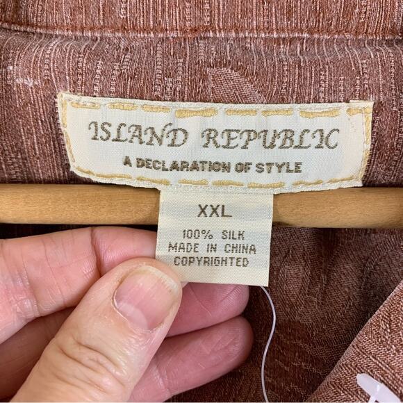 Island Republic Men 100% Silk Floral Button Shirt Sz XXL Coral‎ Tropical Resort - Picture 8 of 11